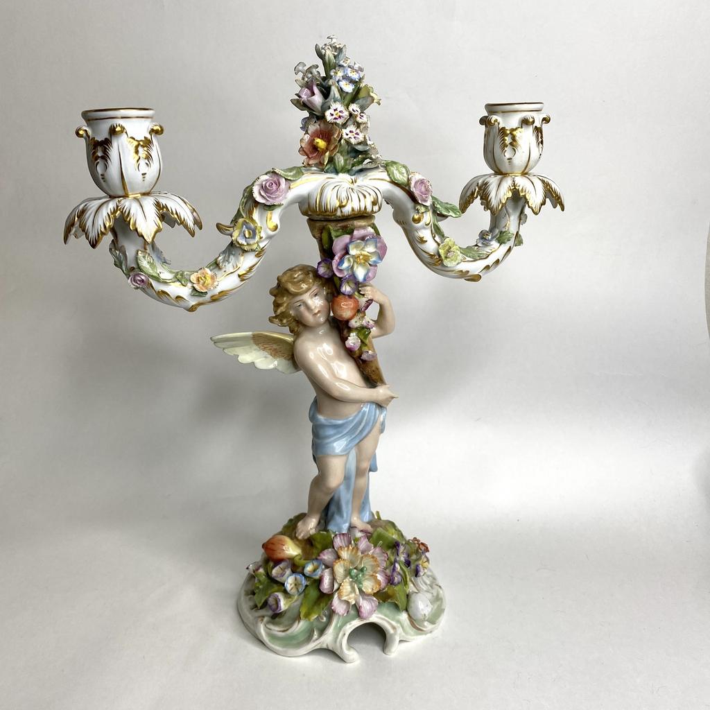 Фарфоровый подсвечник с Путти Schierholz