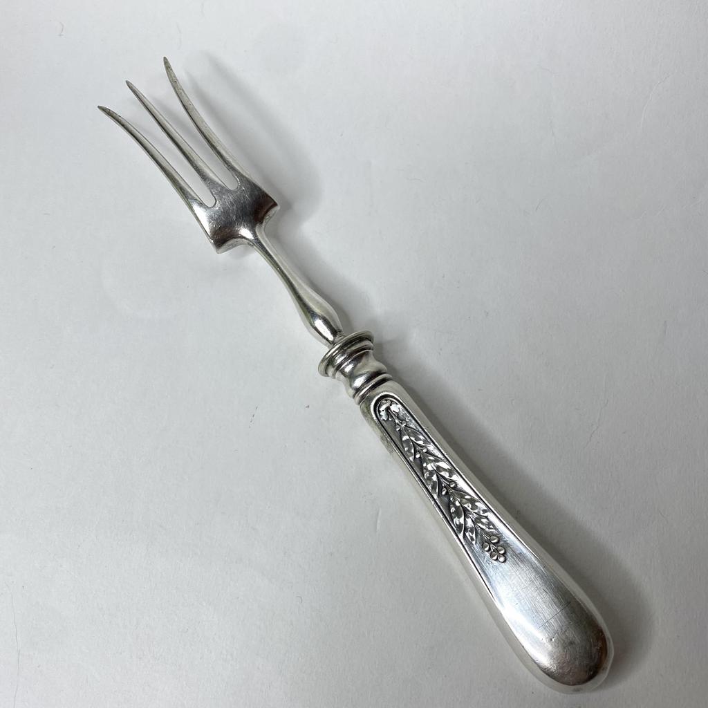 ✨Старинная вилка для горячего серебрение 28 см Арт 2146