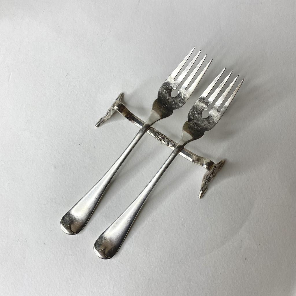 ✨Старинная вилка для рыбы серебрение 16 см Арт 2165