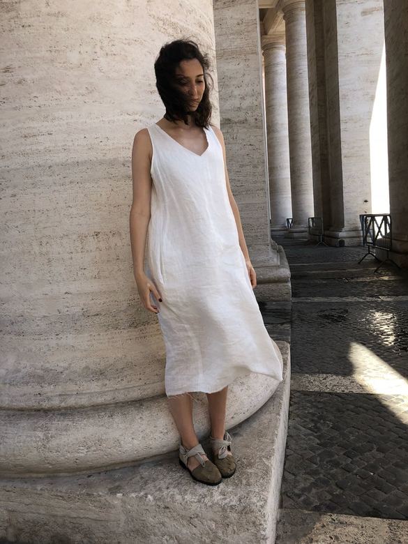 Базовое платье со складкой, белое