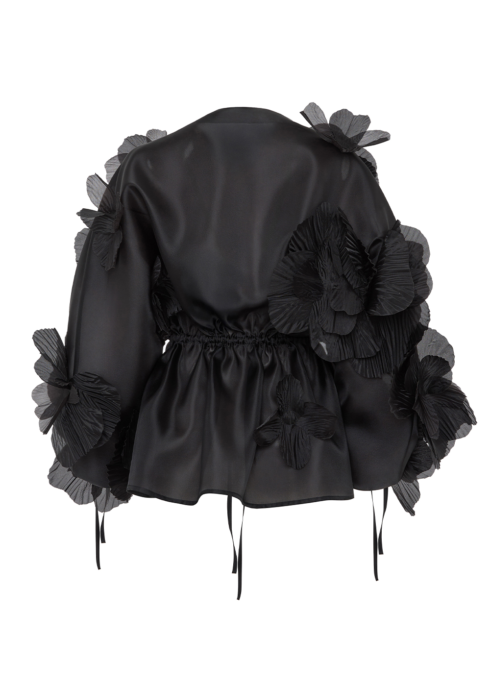 Blouse with peonies black