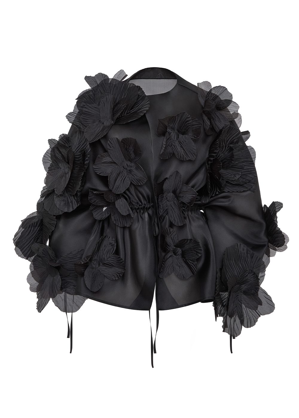 Blouse with peonies black