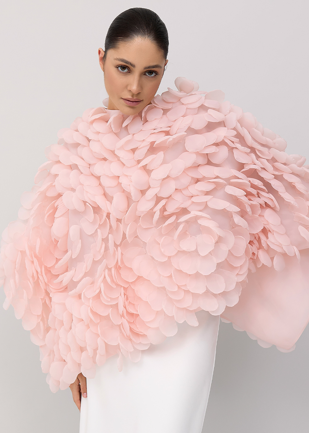 Asymmetrical cape, pink