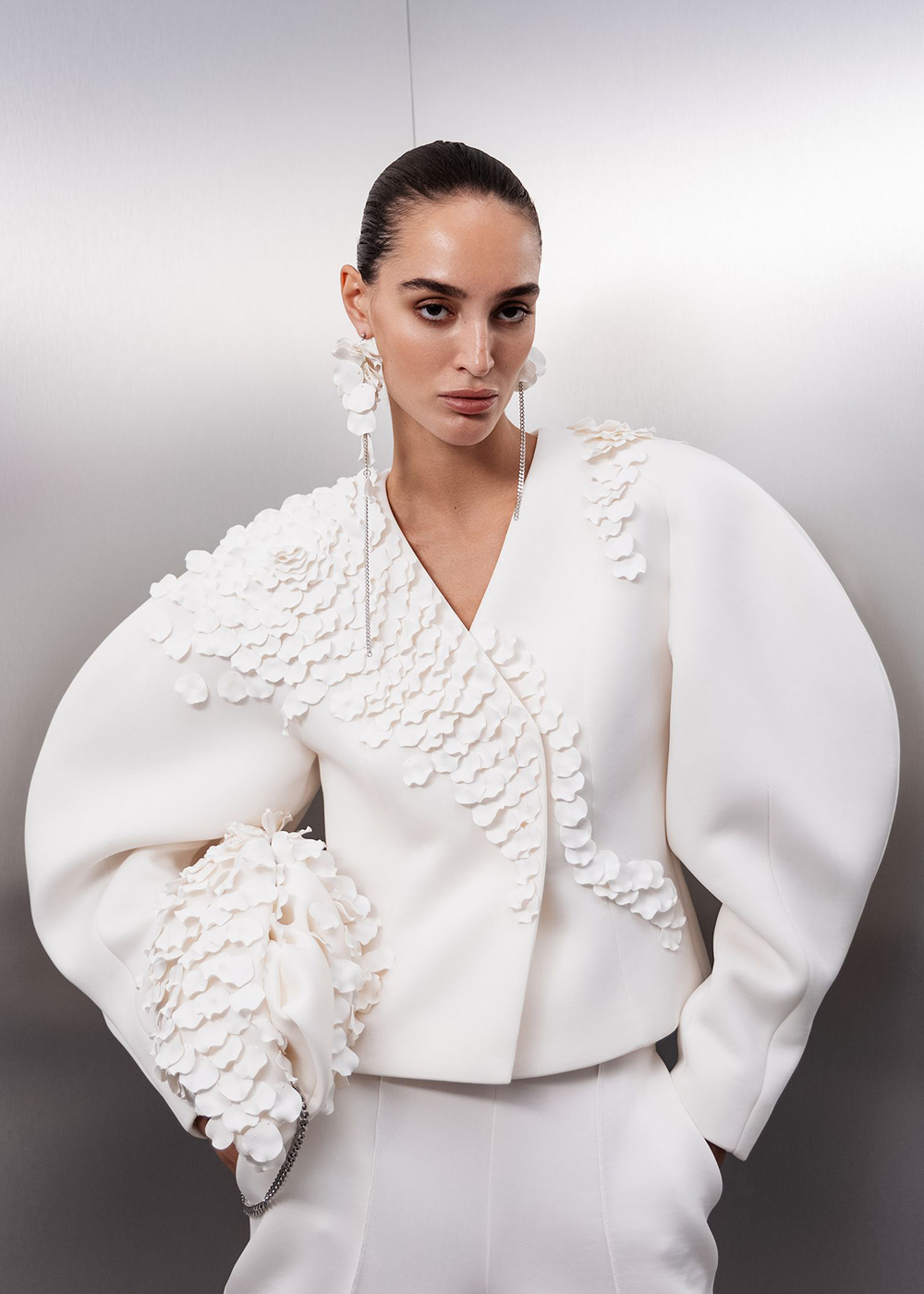 Jacket with petals Polfera, milky