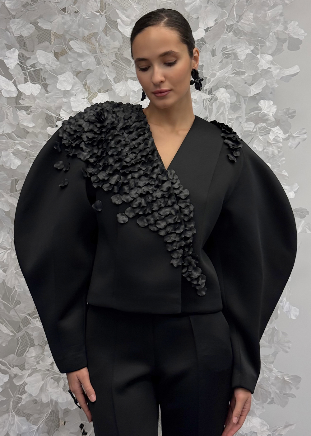 Jacket with petals Polfera, black