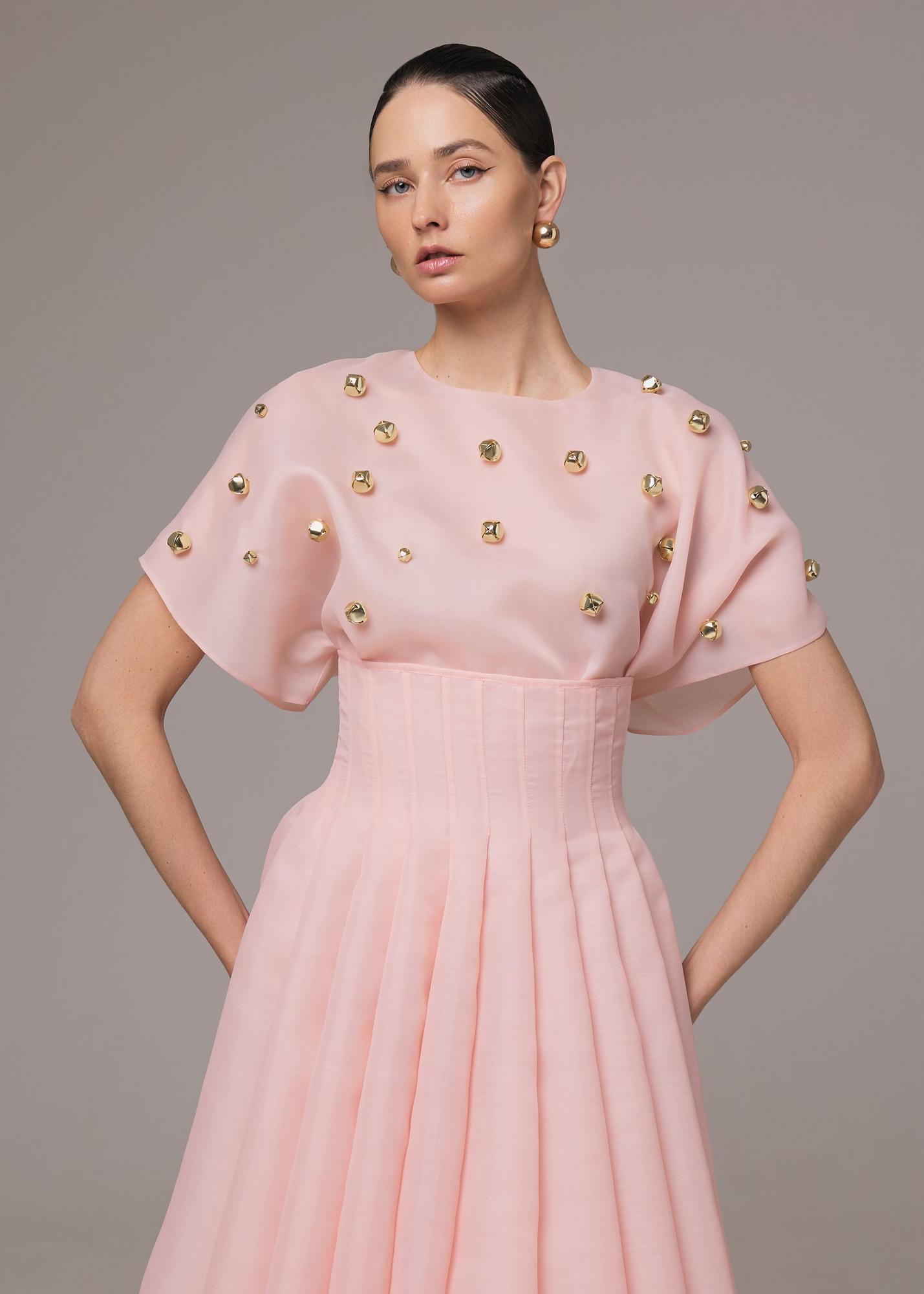 Top of organza with bells, pink