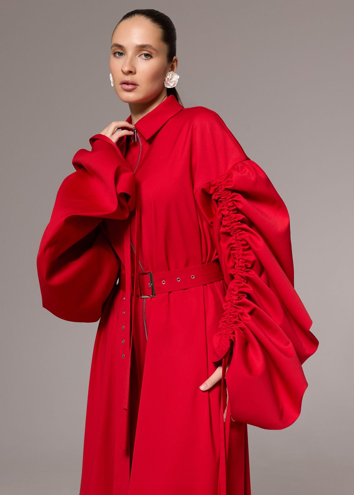 Dress Alex of suit fabric, red