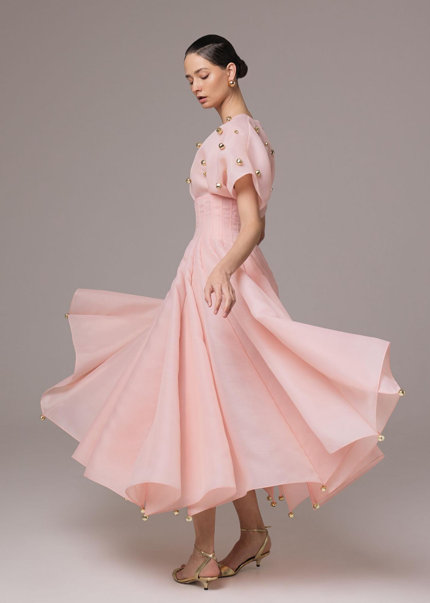 Skirt with wedges of organza