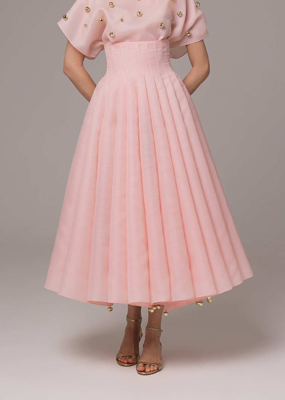 Skirt with wedges of organza