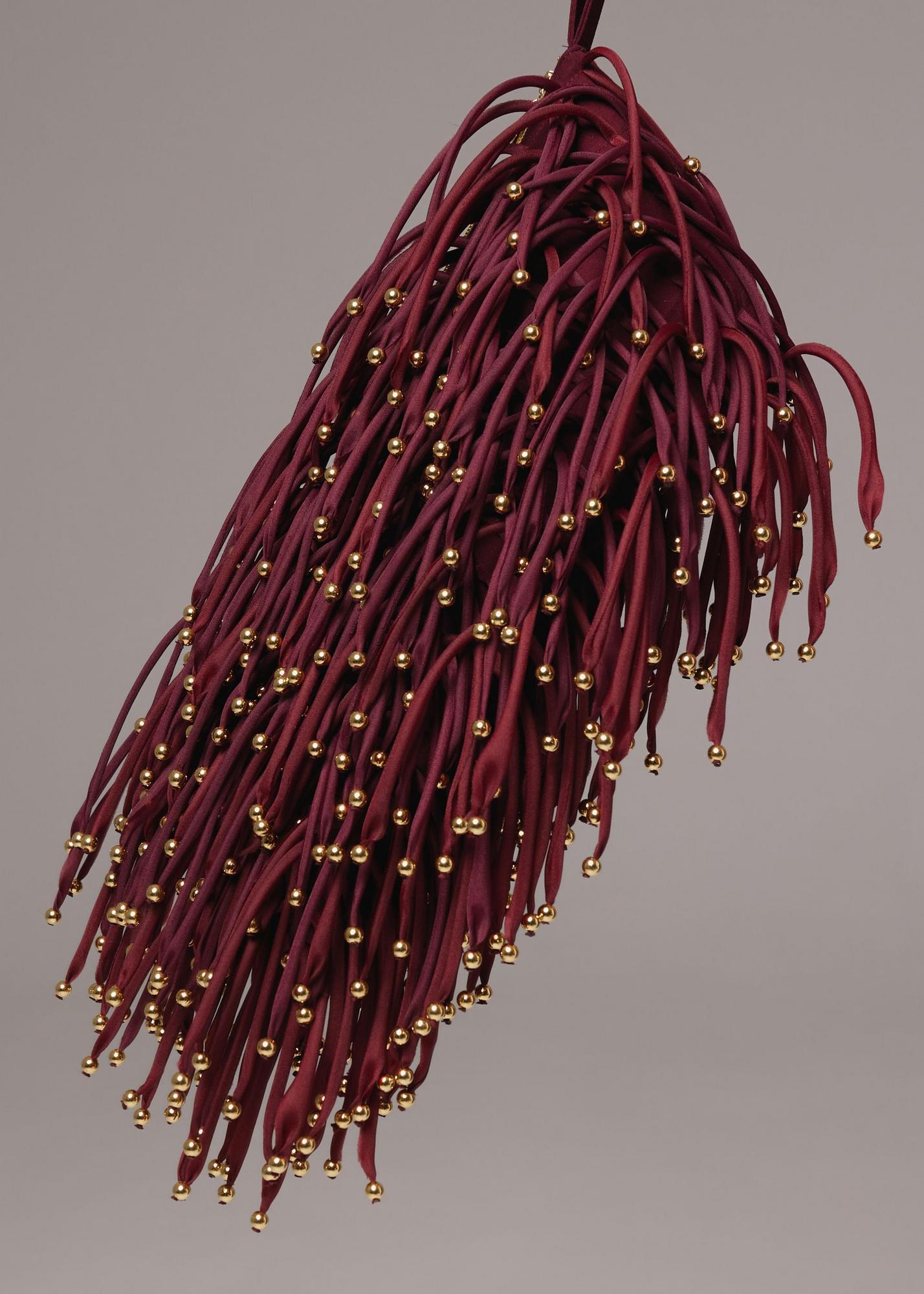 Bag with beads, burgundy