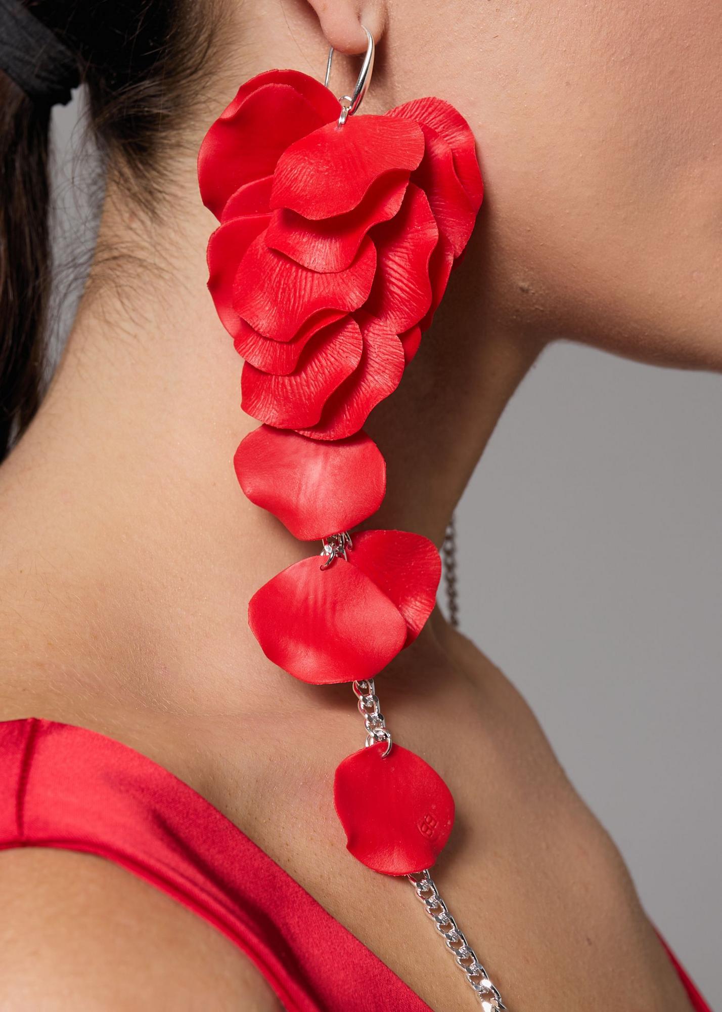 Earrings-bunch Polfera pair, red