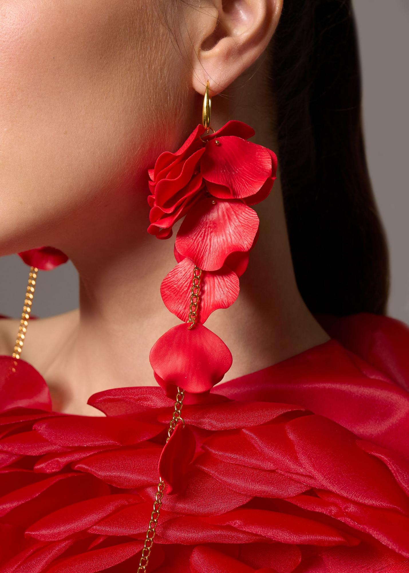 Earrings-bunch Polfera pair, red