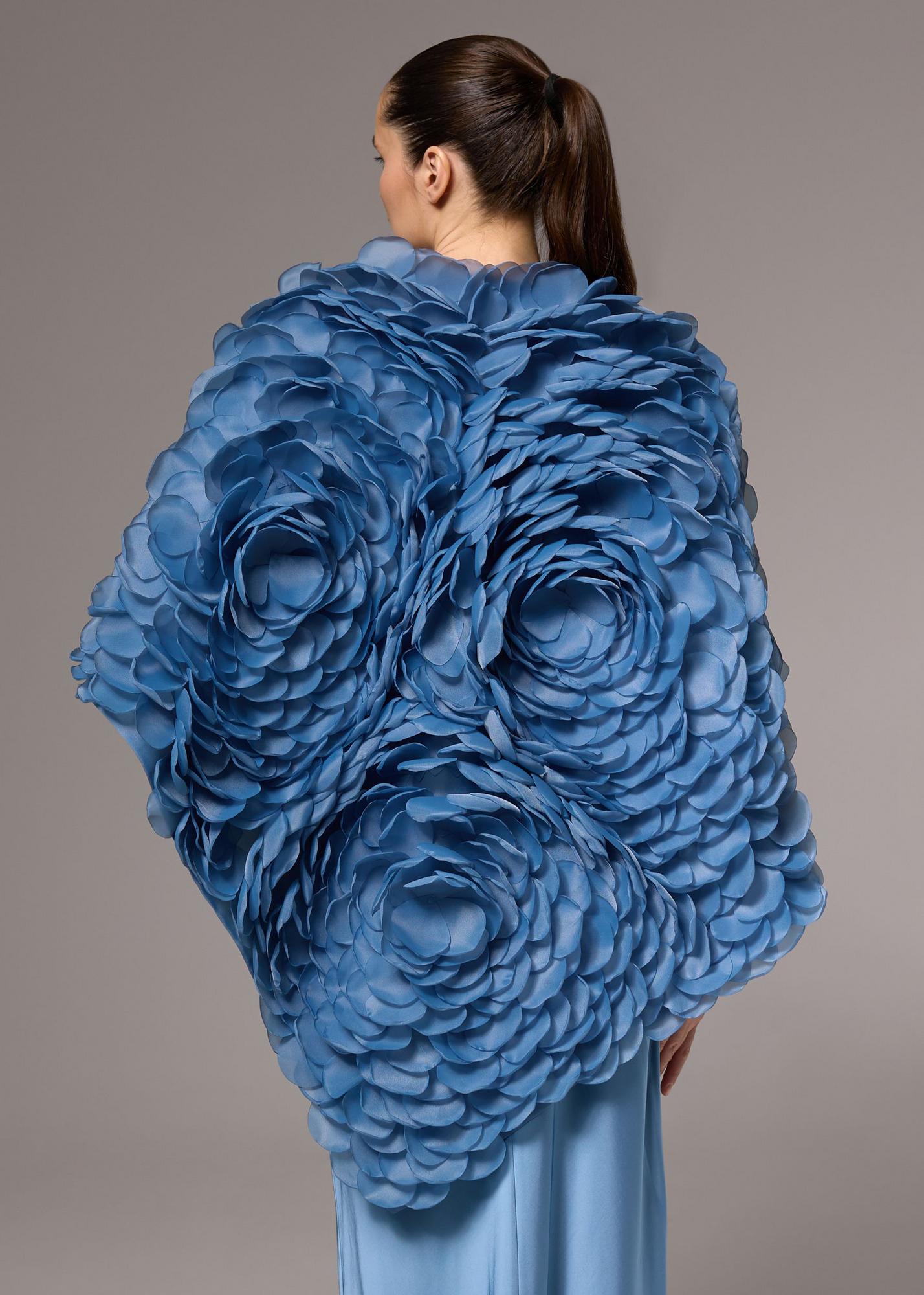 Asymmetrical cape, gray blue