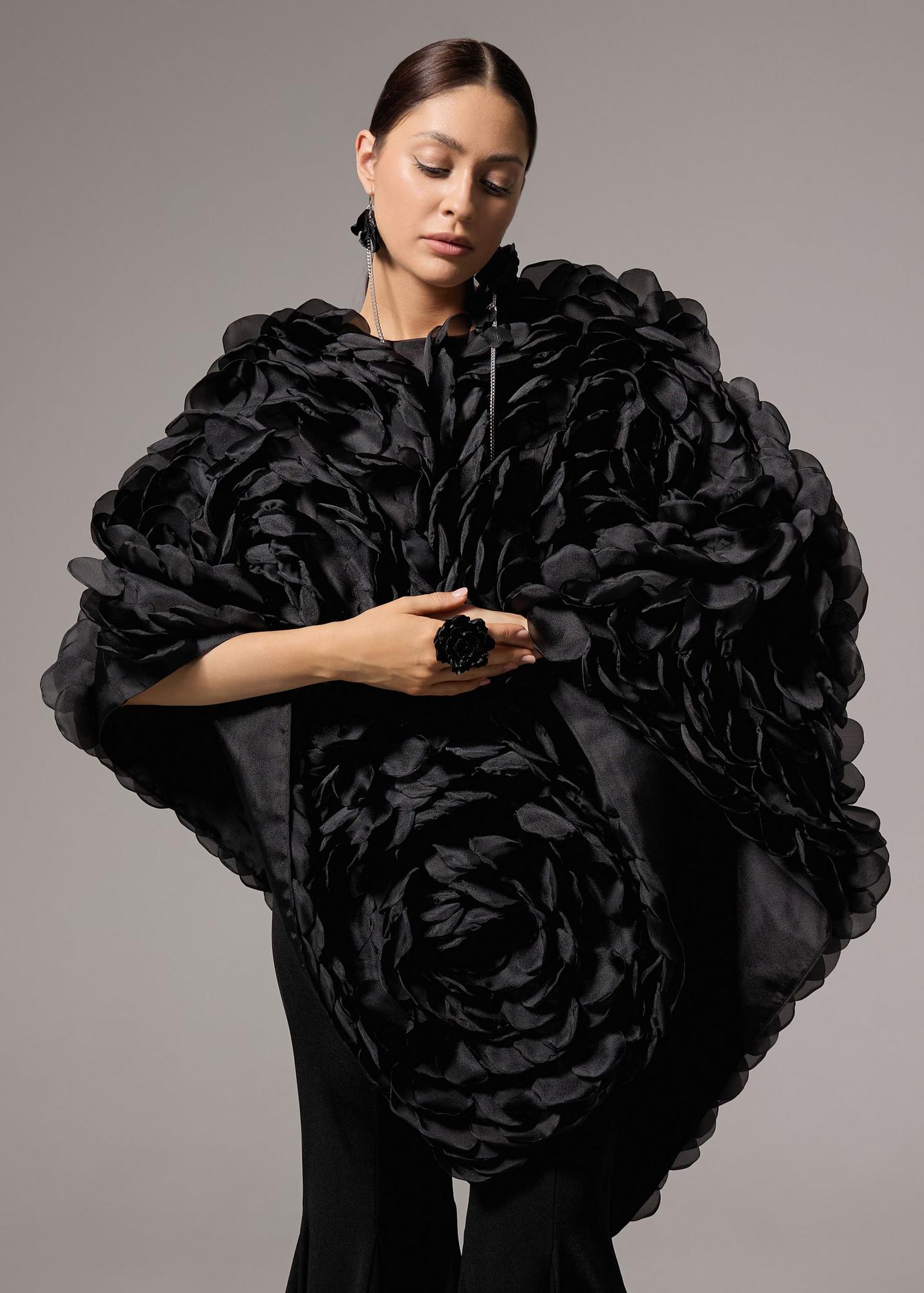 Asymmetrical cape, black