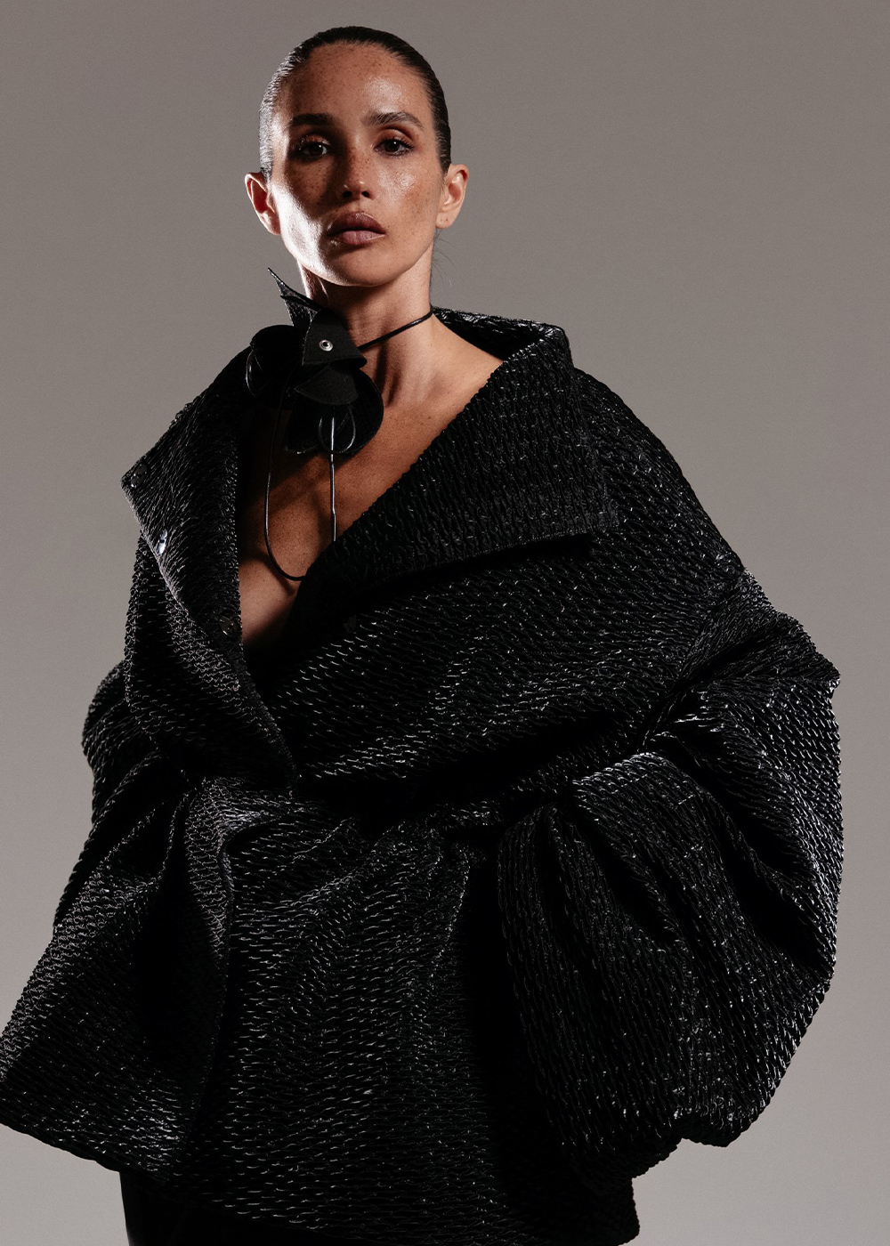 Quilted kimono, black