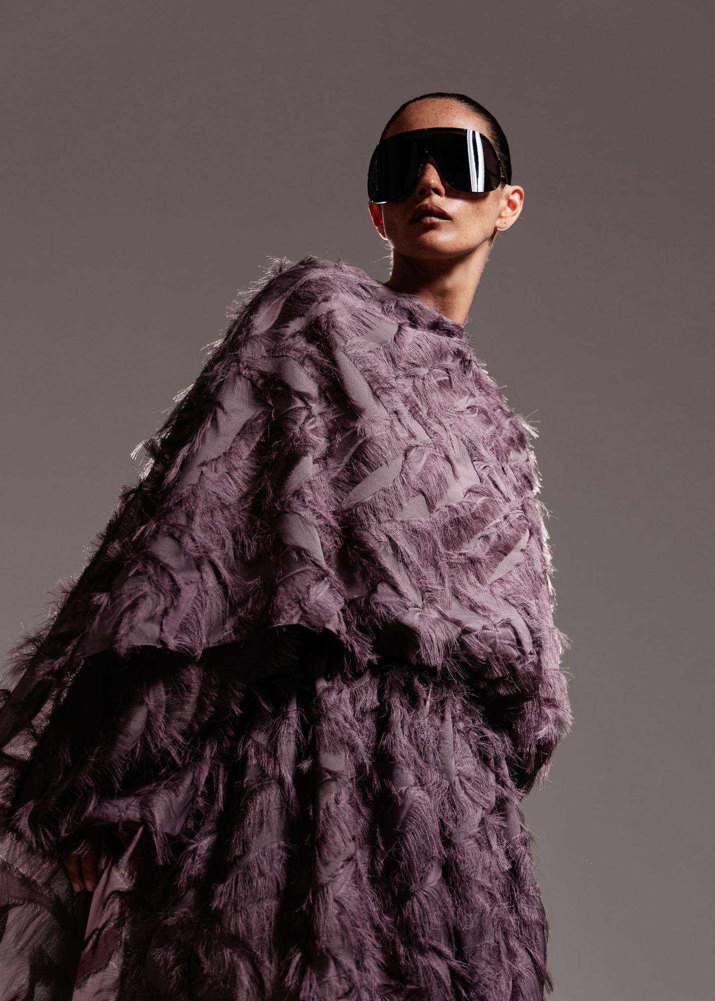 Blouse with fringe, lilac