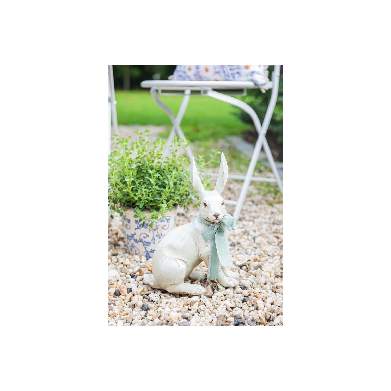 Декор "Кролик с СЕРЫМ текстильным бантом"