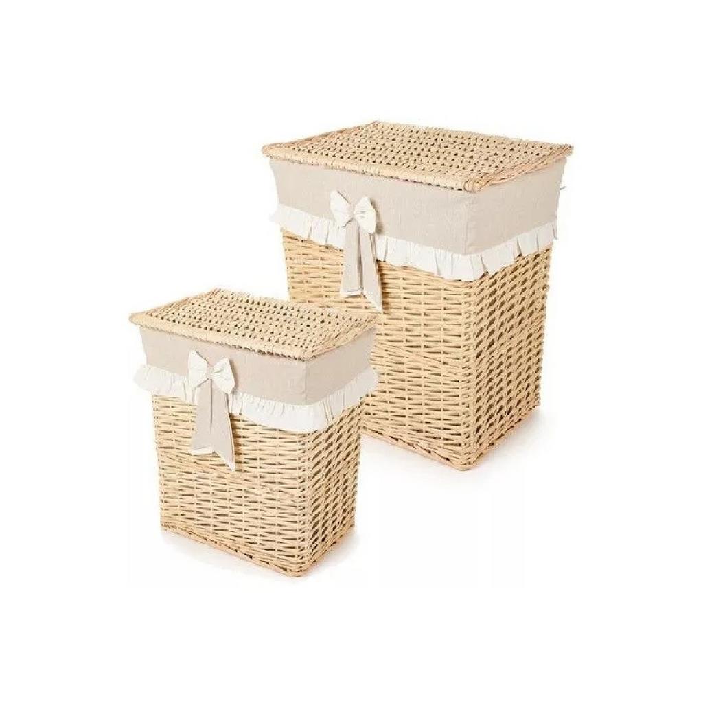 Набор из 2-х корзин "Льняной бант" большие с крышкой