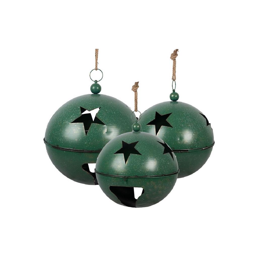 Набор из 3-х шт Декор подвесной "Бубенцы" зеленый антик