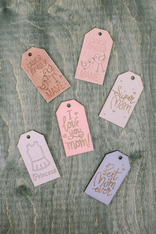 ДЕРЕВЯННЫЕ ТЕГИ ДЛЯ БУКЕТА (СЕРИЯ - ДЛЯ МАМЫ)