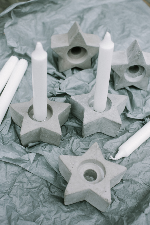 БЕТОННЫЙ ПОДСВЕЧНИК В ФОРМЕ ЗВЕЗДОЧКИ