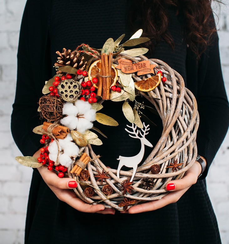 НОВОГОДНИЙ ИНТЕРЬЕРНЫЙ ВЕНОЧЕК