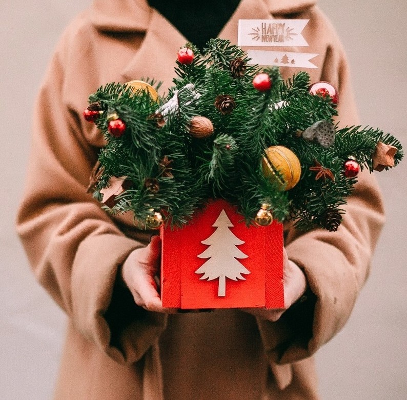 НОВОГОДНИЕ КОМПОЗИЦИИ В КРАСНЫХ КАДКАХ (3 РАЗМЕРА)