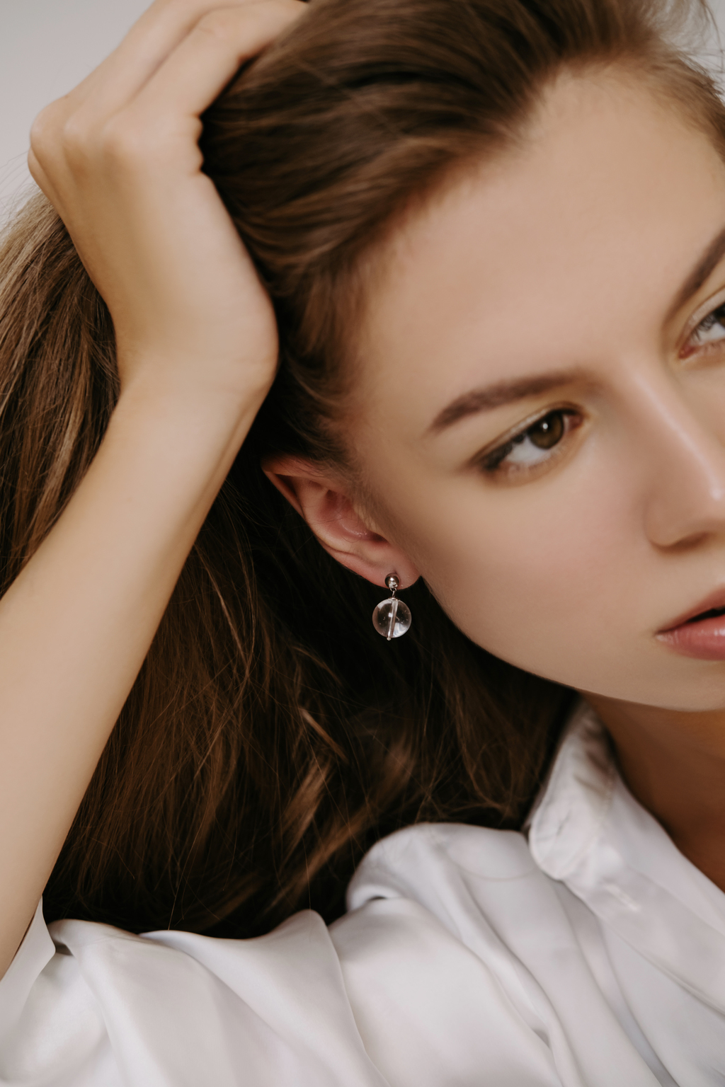 Серьги Sphere silver из горного хрусталя