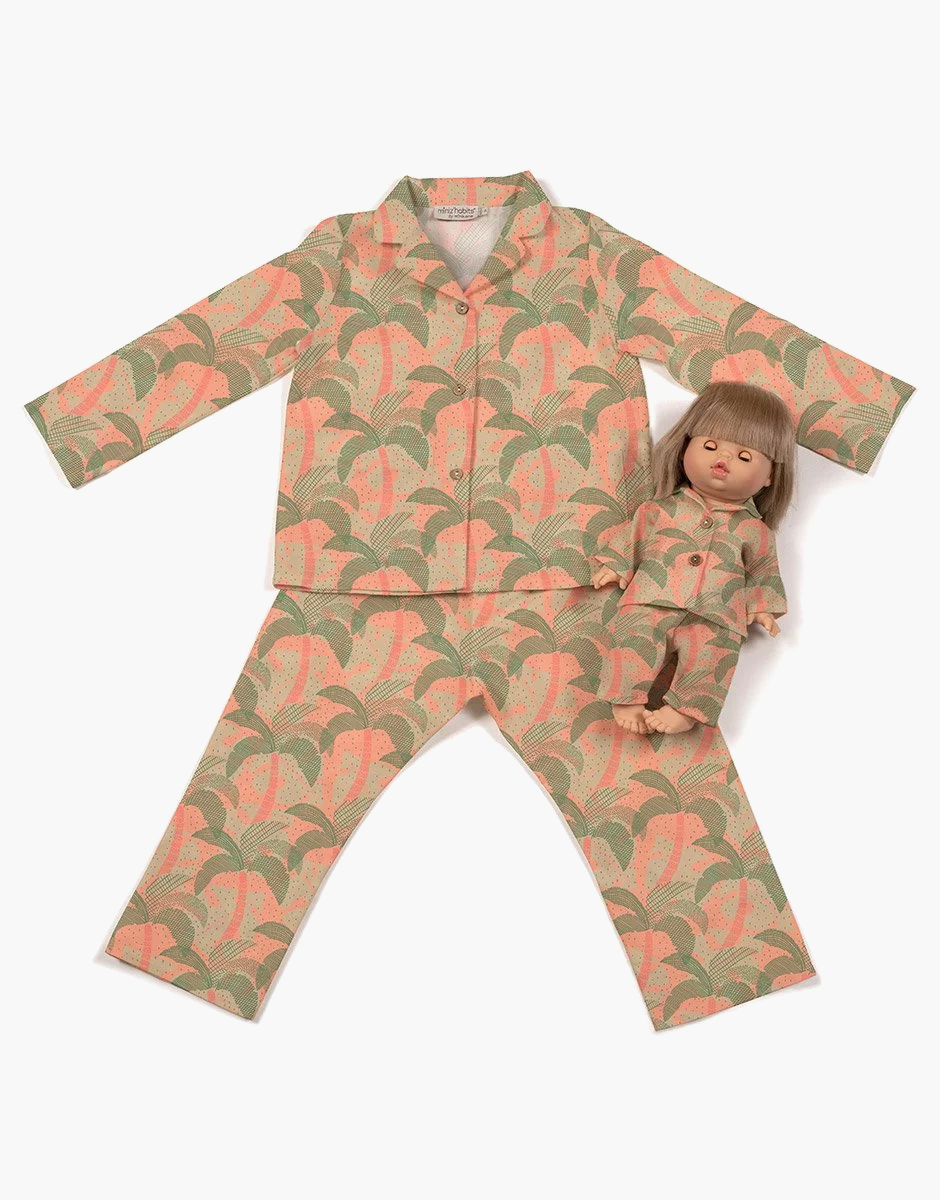 Пижама для ребенка и куклы Mahe Palm Trees