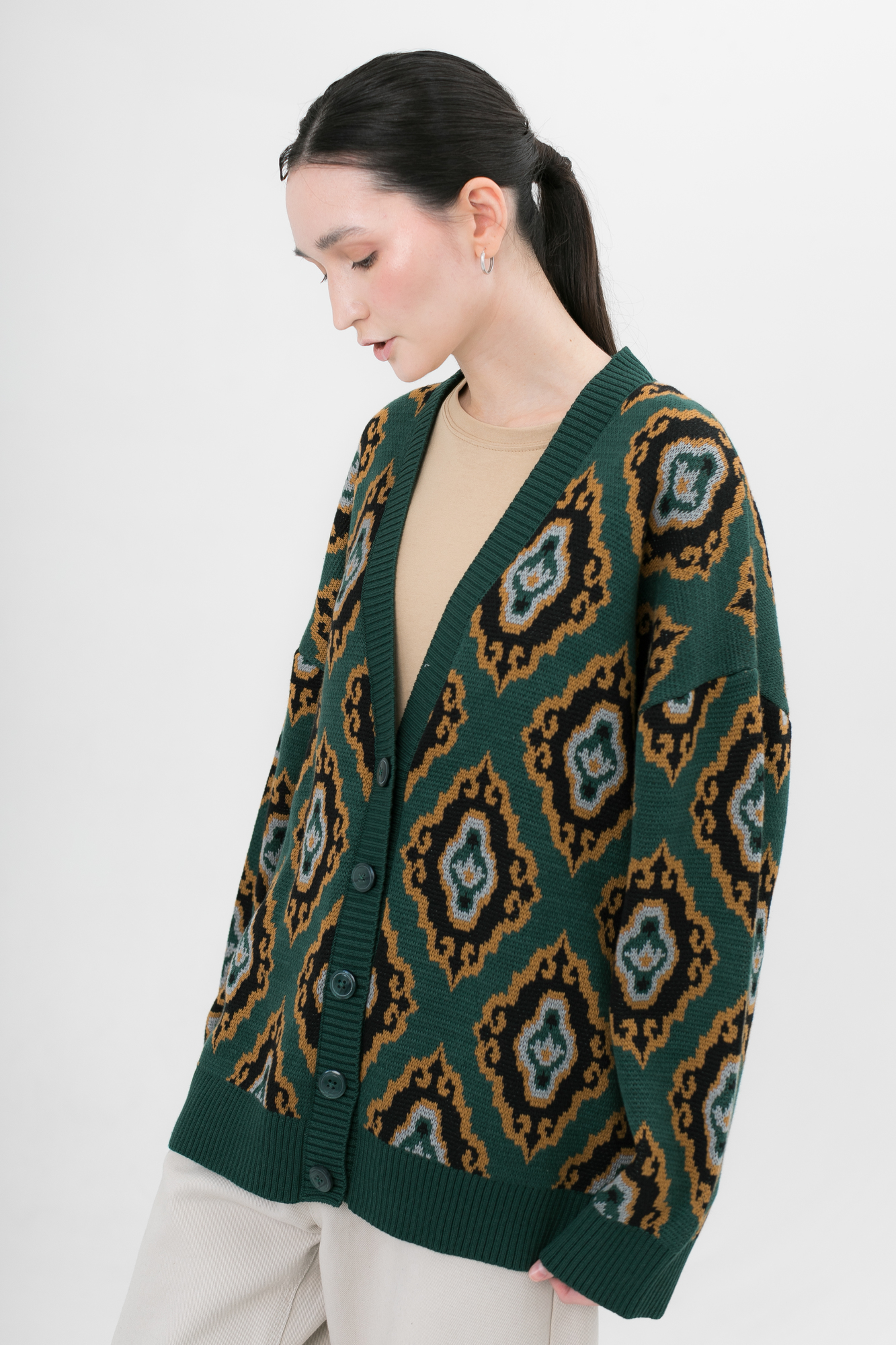 Кардиган "Тюбетейка" женский зеленый