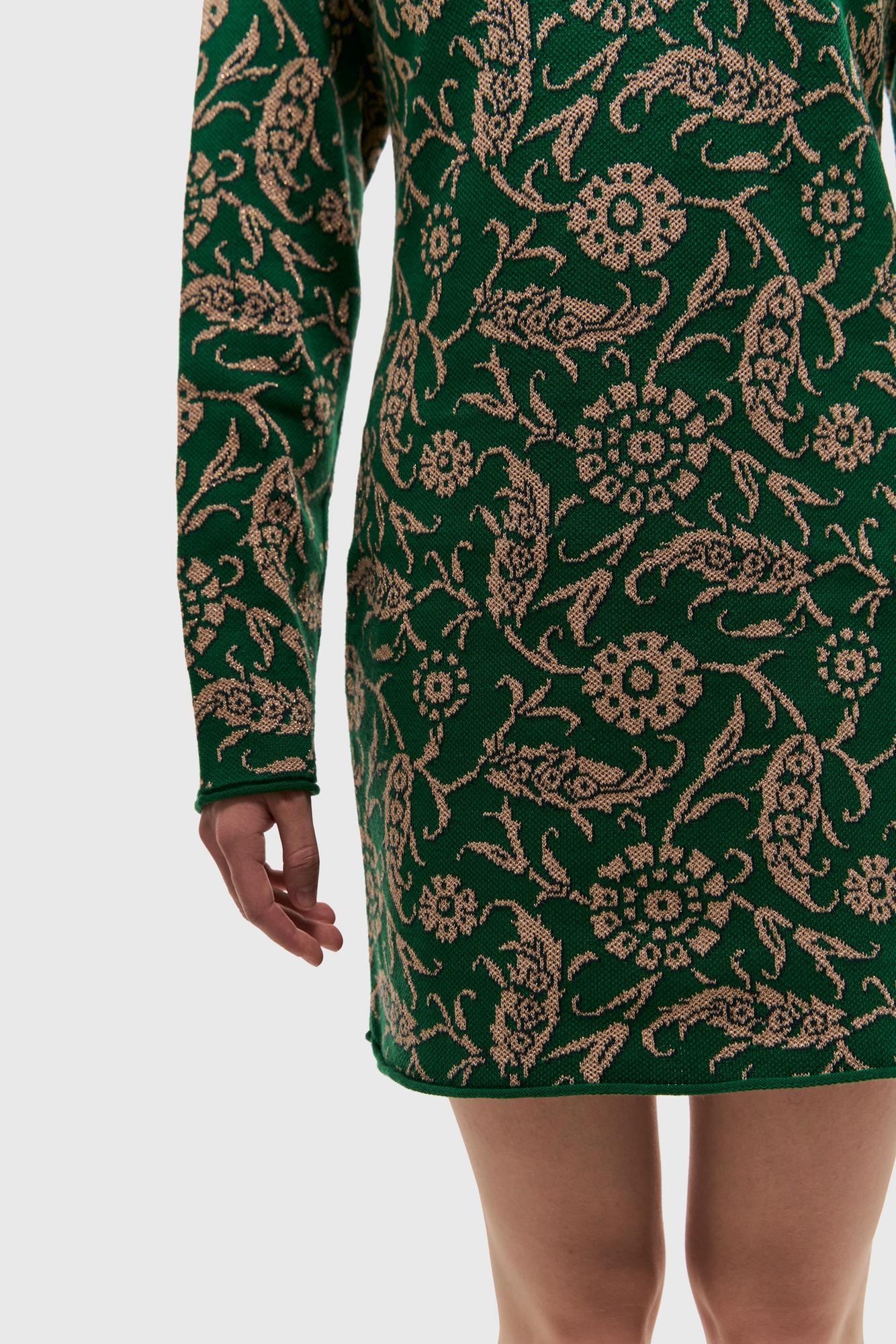 Платье Парча мини зеленое