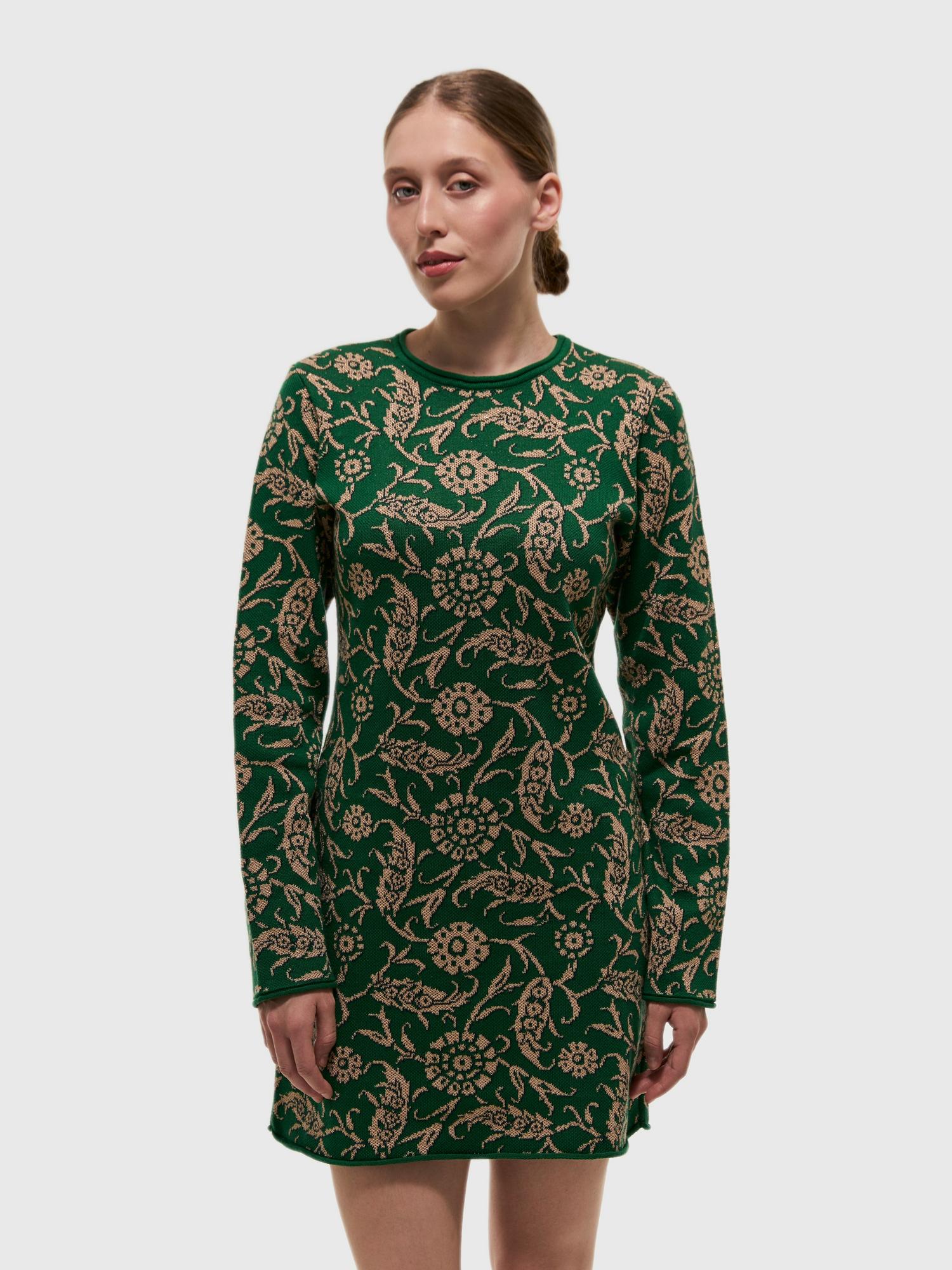 Платье Парча мини зеленое