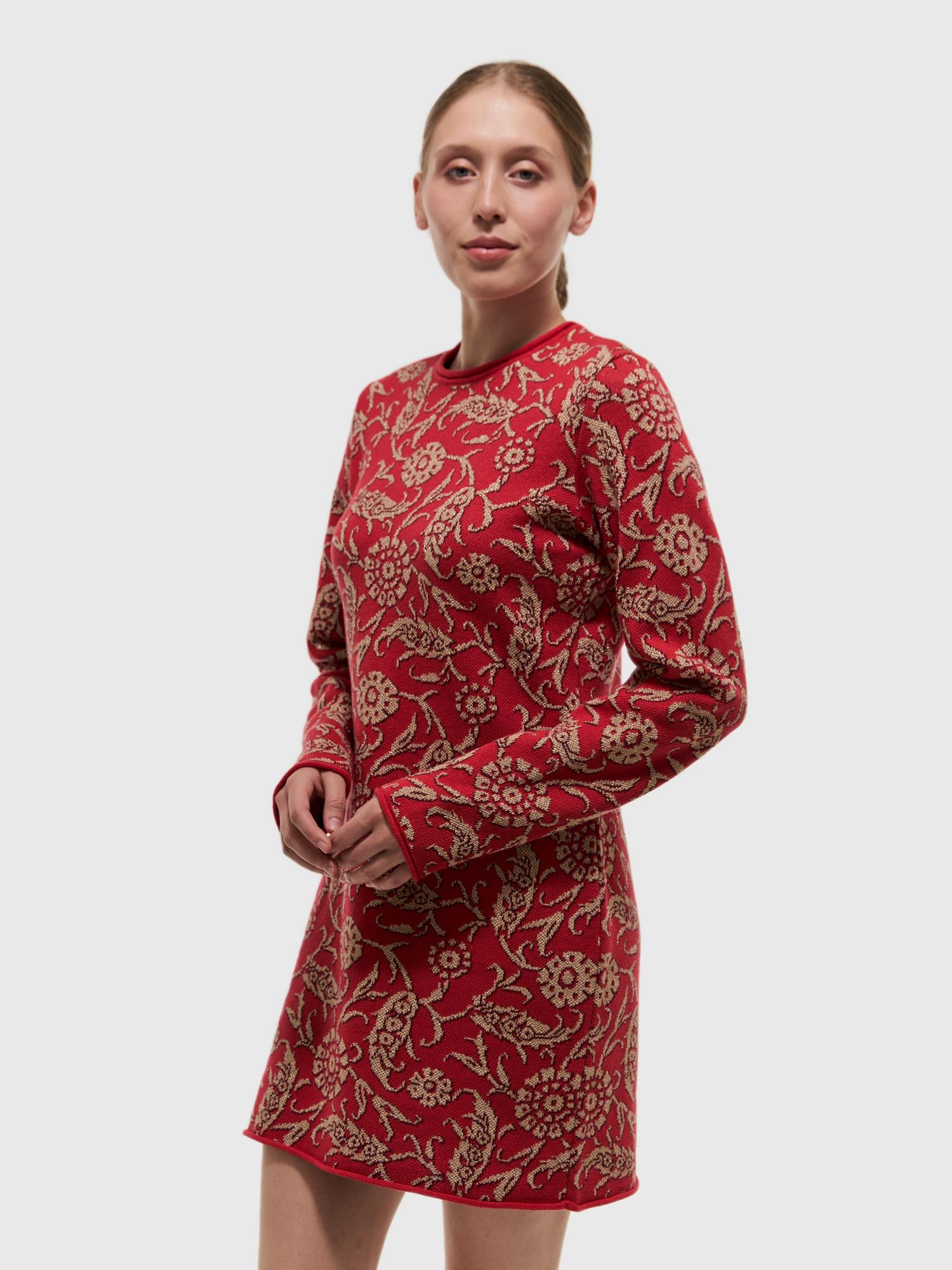 Платье Парча мини красное