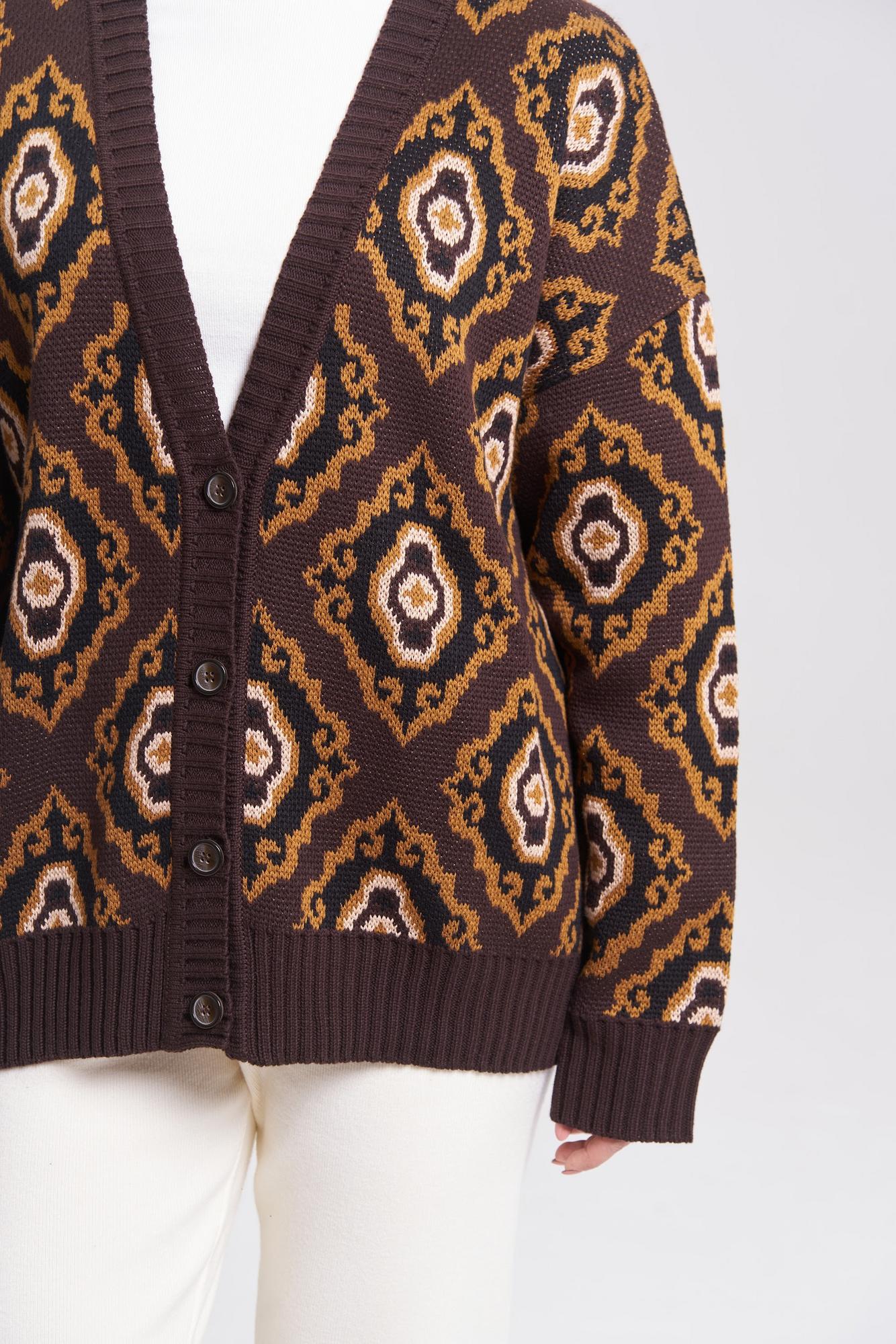 Кардиган "Тюбетейка" женский коричневый