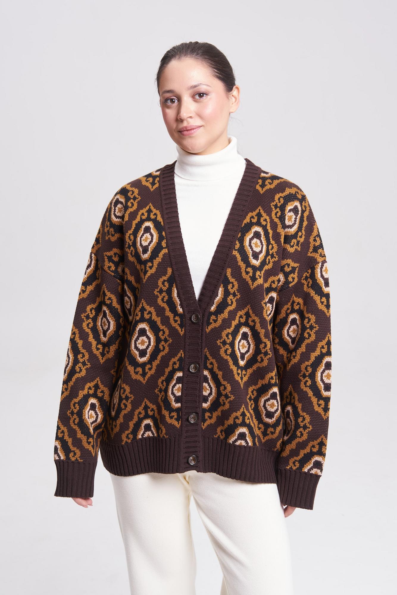 Кардиган "Тюбетейка" женский коричневый