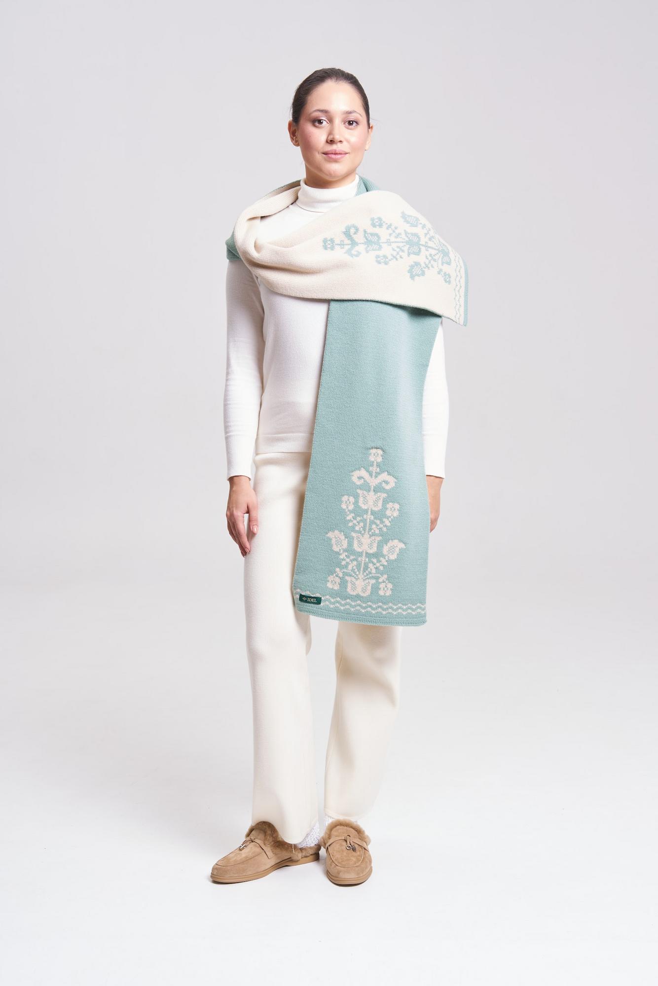 Шарф "Древо жизни" мятный