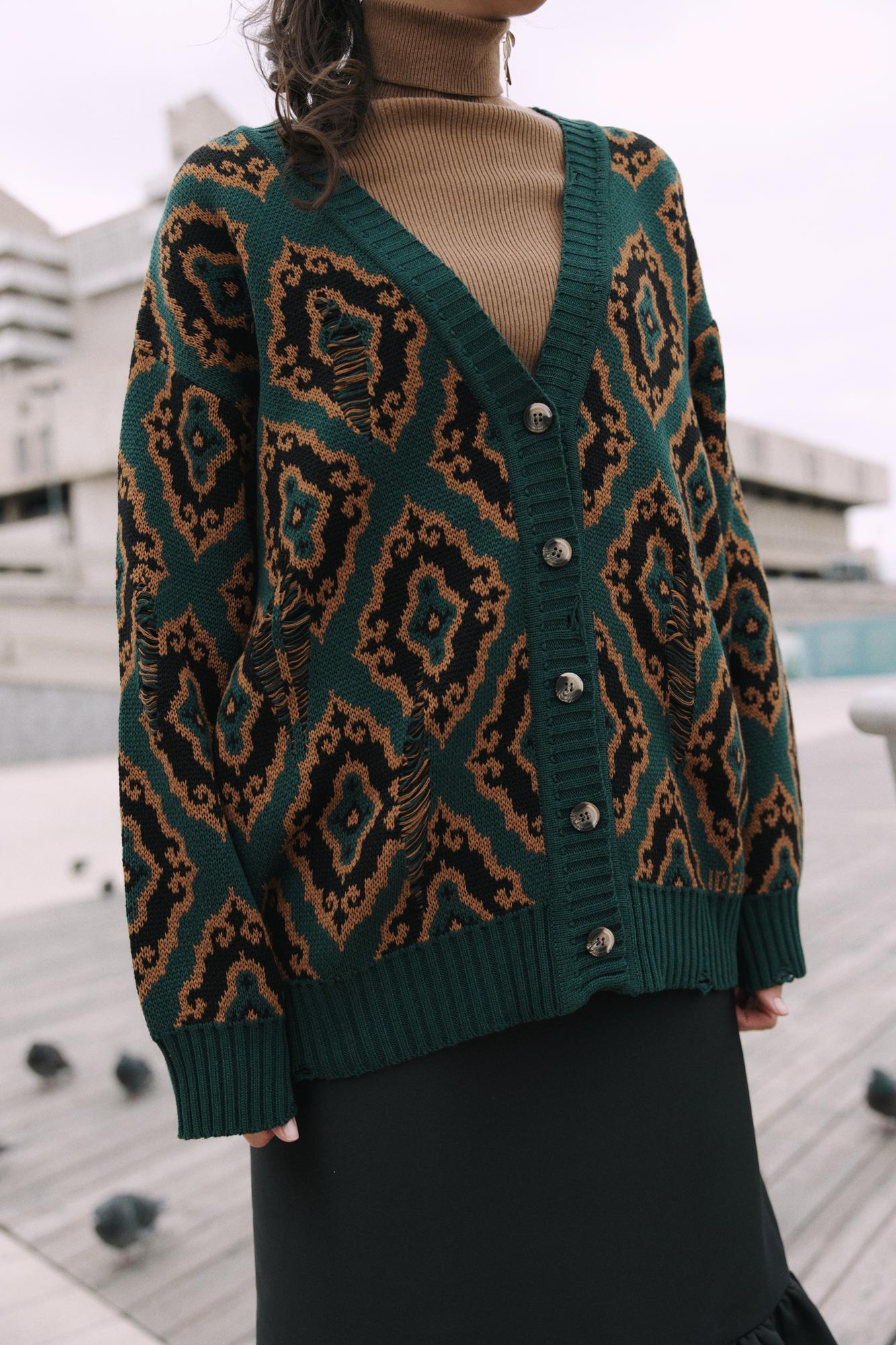 Кардиган История унисекс темно-зеленый