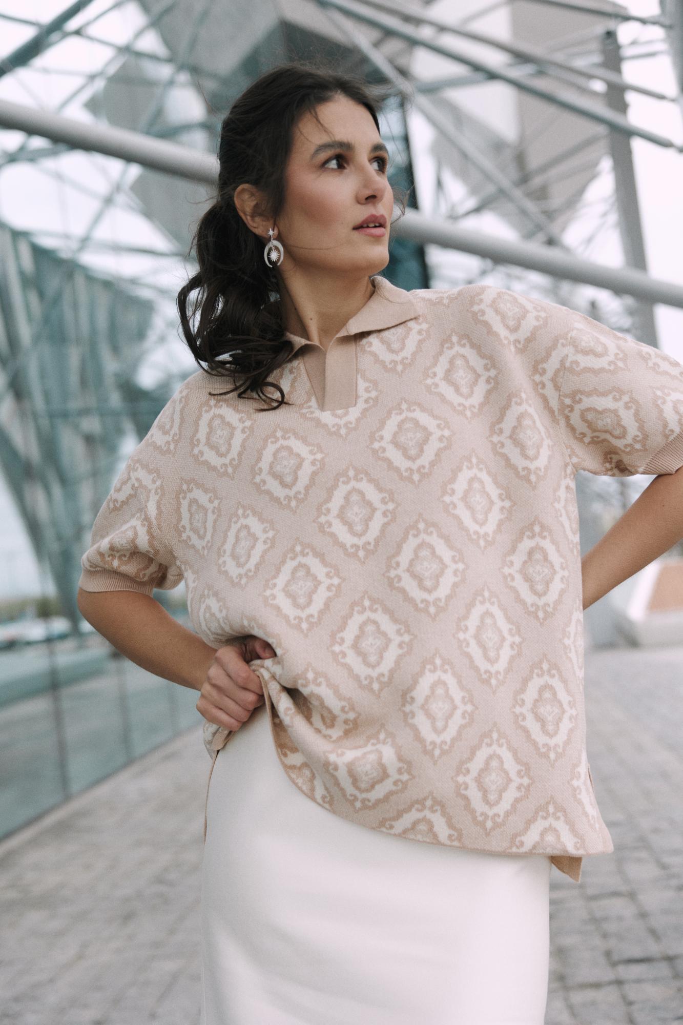 Джемпер поло "Тюбетейка" молочный