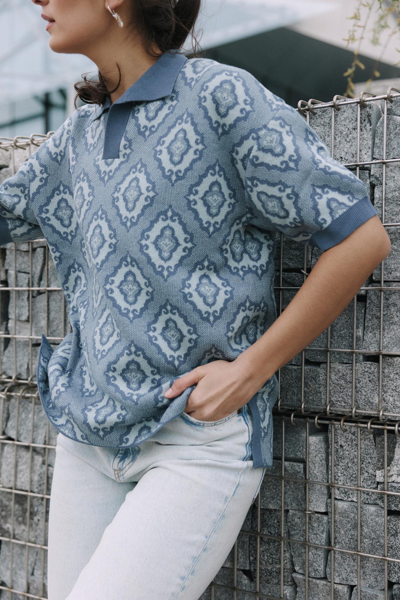 Джемпер-поло унисекс "Тюбетейка" индиго