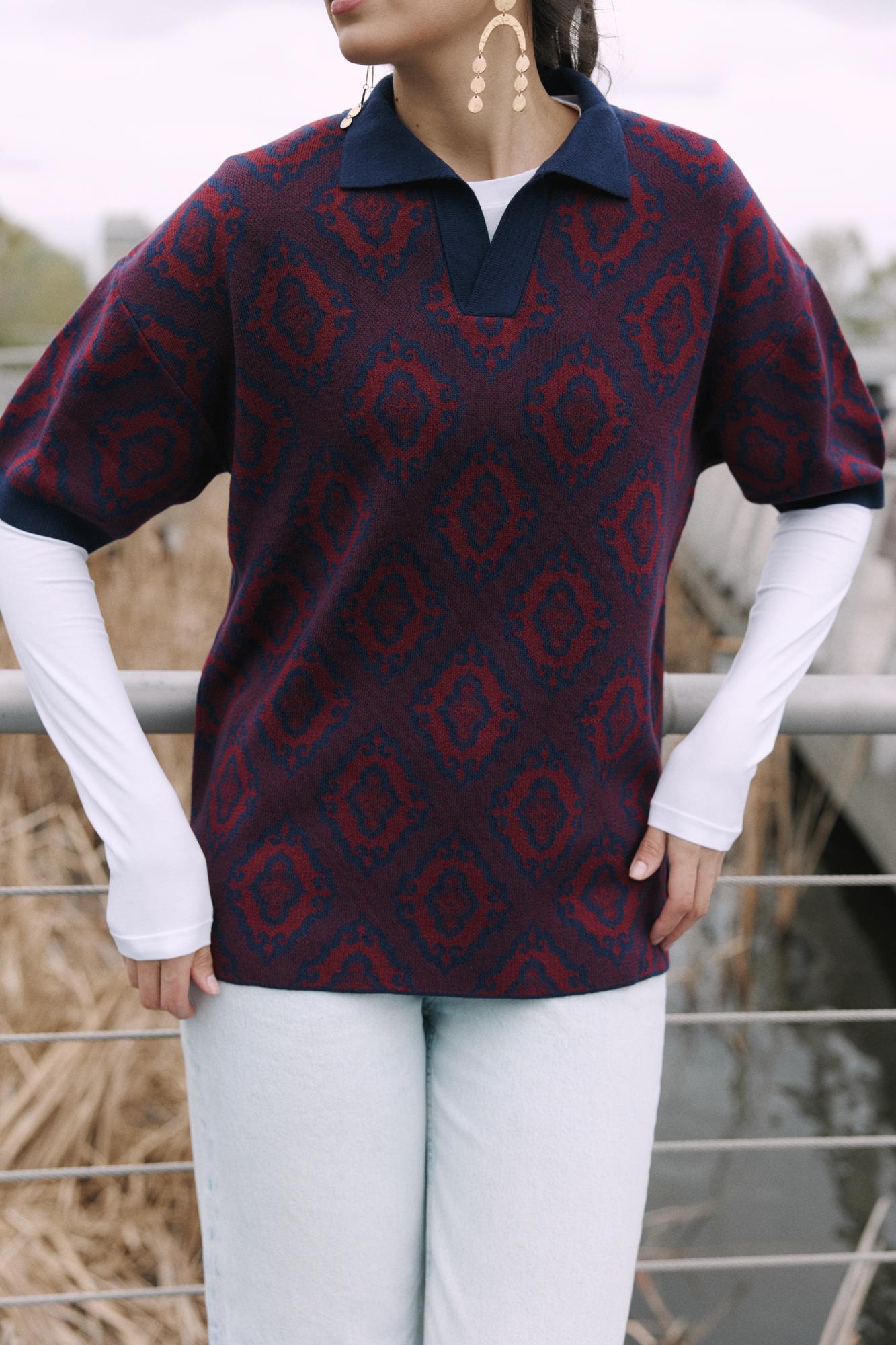 Джемпер-поло унисекс "Тюбетейка" темно-синий