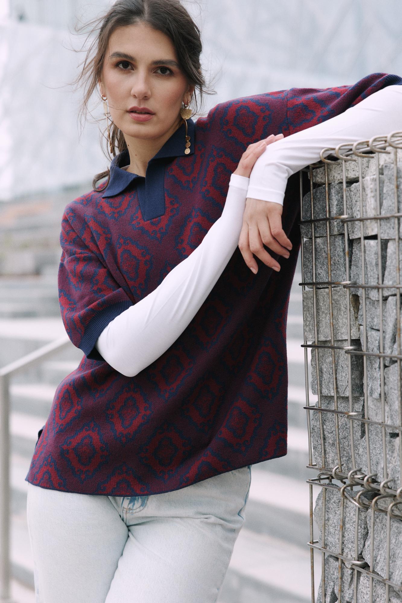 Джемпер-поло унисекс "Тюбетейка" темно-синий