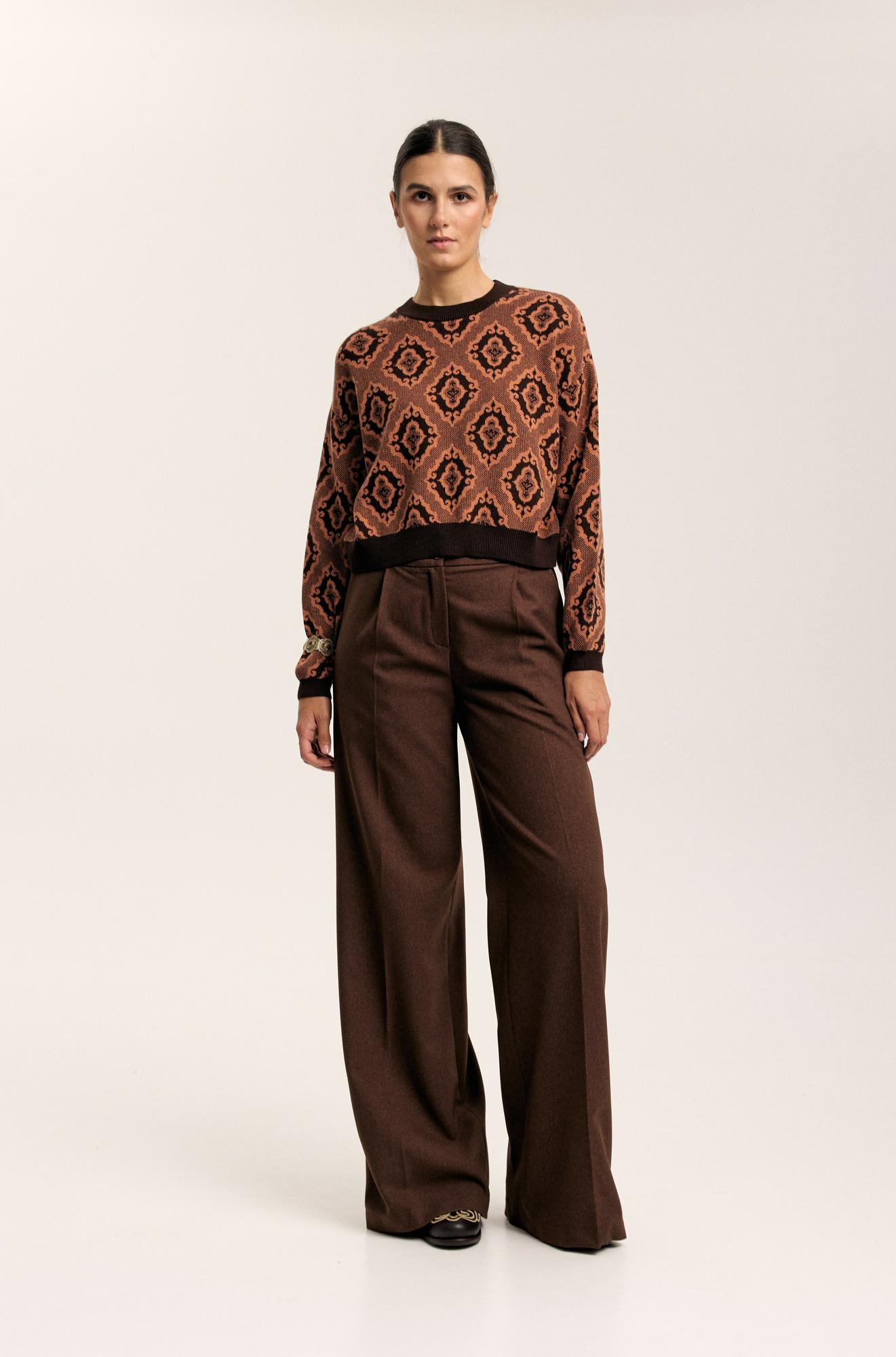 Лонгслив "Тюбетейка" укороченный коричневый