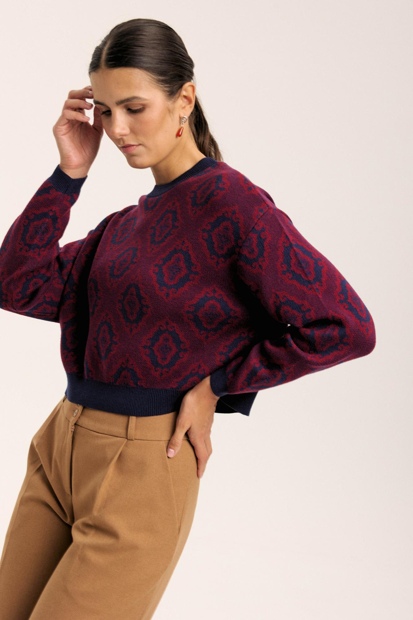 Лонгслив "Тюбетейка" укороченный темно-синий