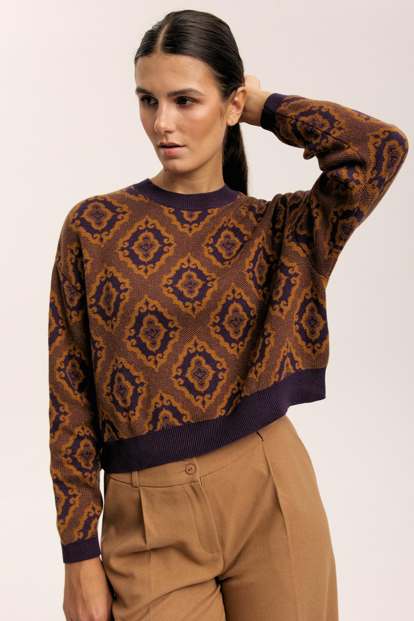 Лонгслив "Тюбетейка" укороченный фиолетовый