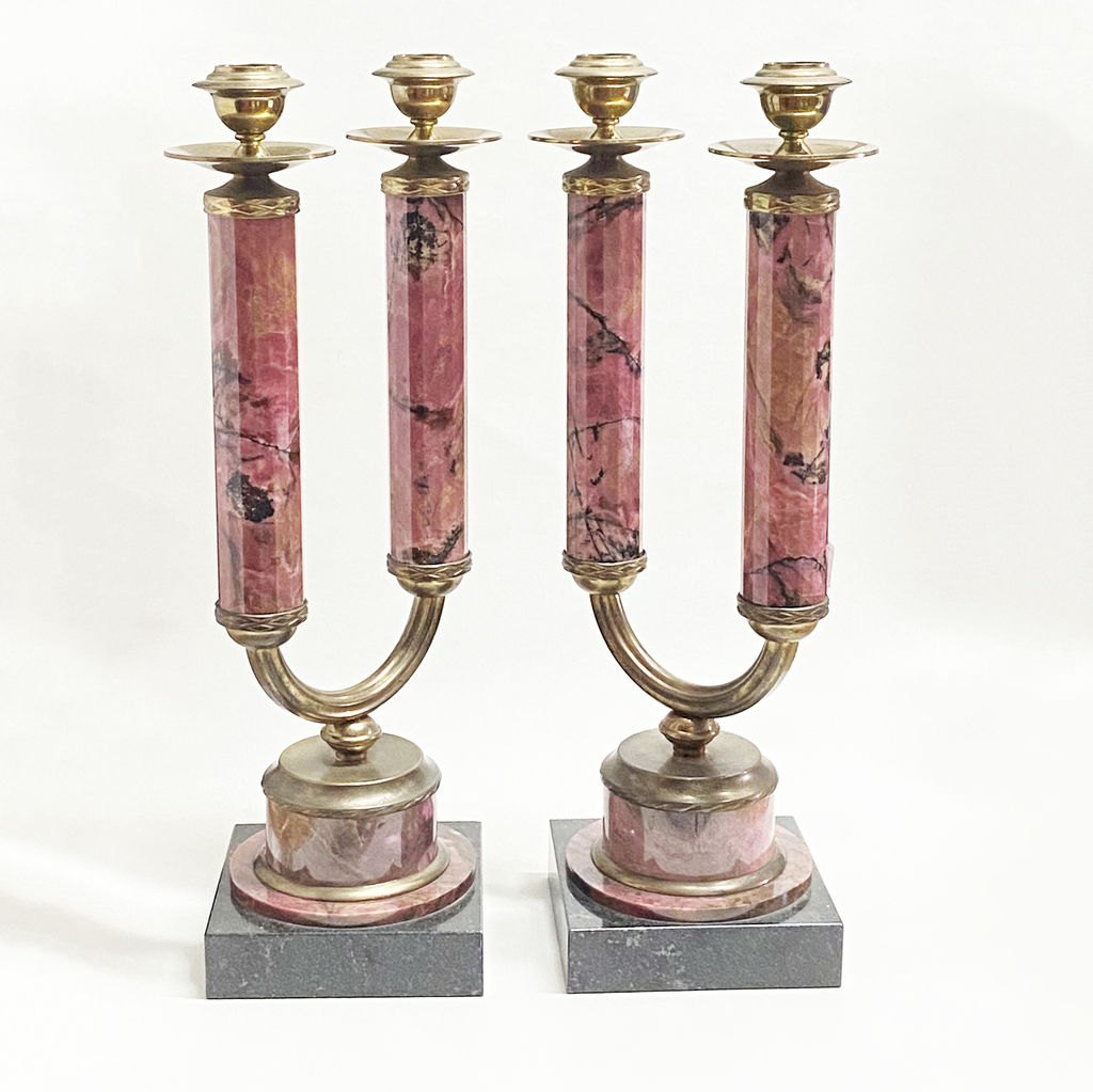 Канделябры на 2 свечи (родонит-орлец), пара