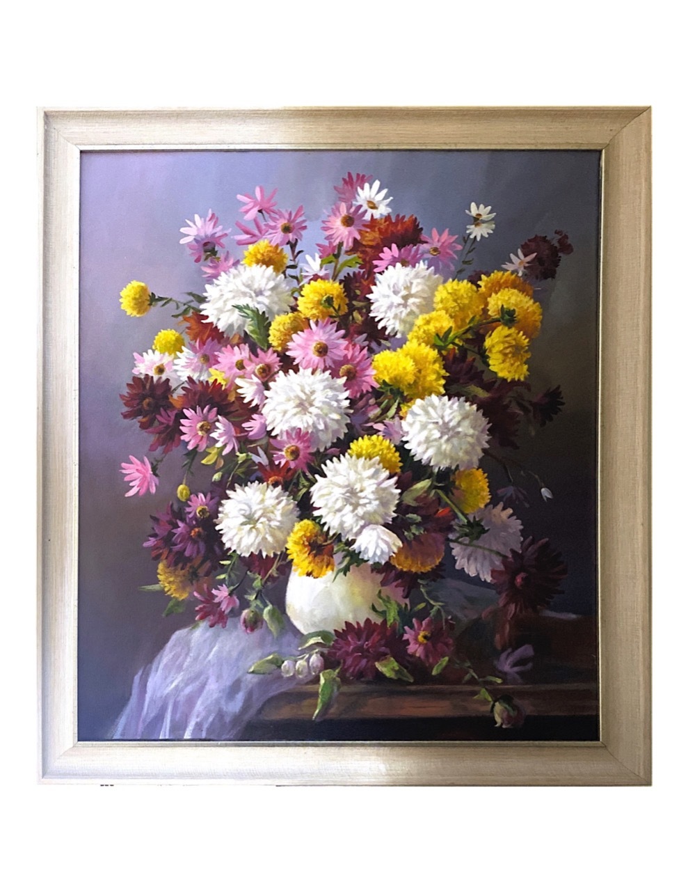 Картина "Букет георгинов с космеями"