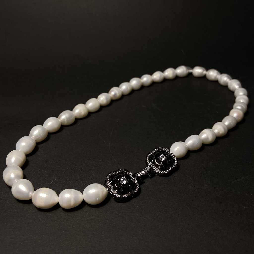 Бусы (жемчуг) "Рис" крупный с узорной застёжкой