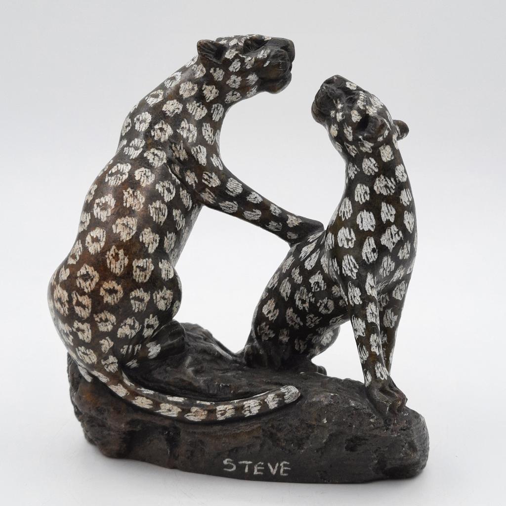 Скульптура "Пара гепардов", серпентин, Зимбабве