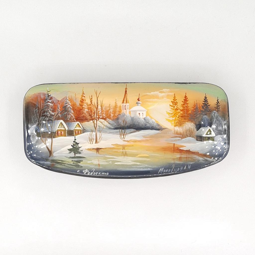 Шкатулка лаковая "Зима". Федоскино