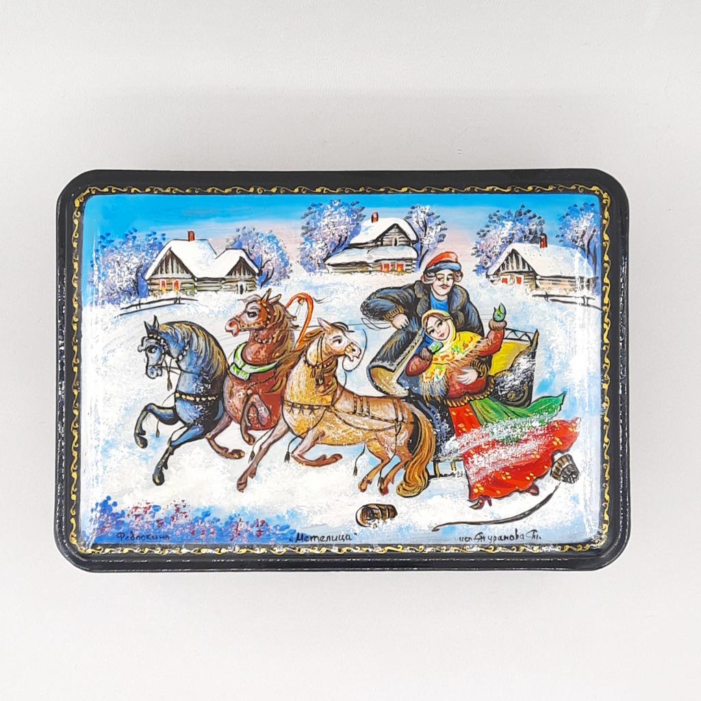 Шкатулка лаковая "Метелица". Федоскино